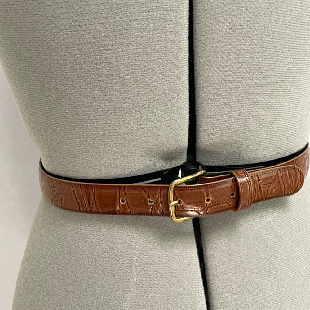Made in USA vintage croc brown gold waist belt